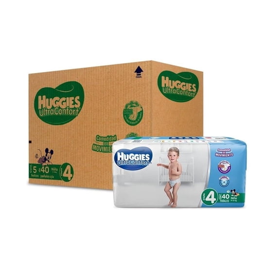 Pañales Huggies UltraConfort Etapa 4 Niño  200pz