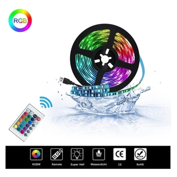 Tira de luces LED Multicolor usb 60 leds control remoto RGB 2M.