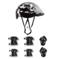 thumbnail image 2 of Juego de cascos y protecciones para niños | Equipo de protección de 7 piezas para ciclismo, skate, patinaje en línea | Casco ABS ajustable, rodilleras, codados, muñequeras | Ligero, transpirable, 2 of 5