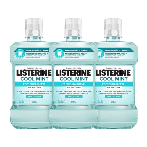 Listerine Enjuague Bucal Cool Mint Zero 1L 3 Pack