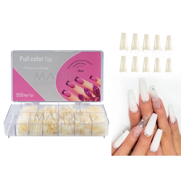 Caja Con 500 Tips Coffin Para Uñas Postizas Natural Belié Tips 500