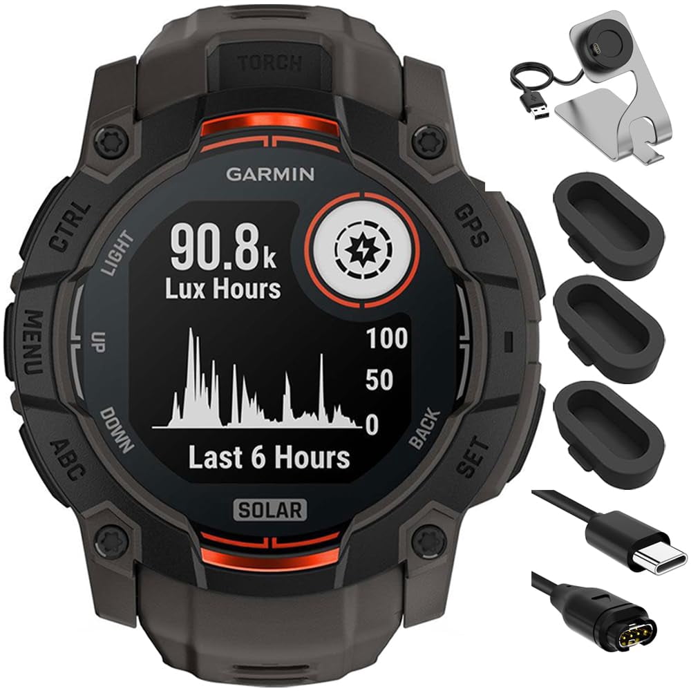 Reloj inteligente GPS Garmin Instinct 3 Solar negro con correa de color carbón