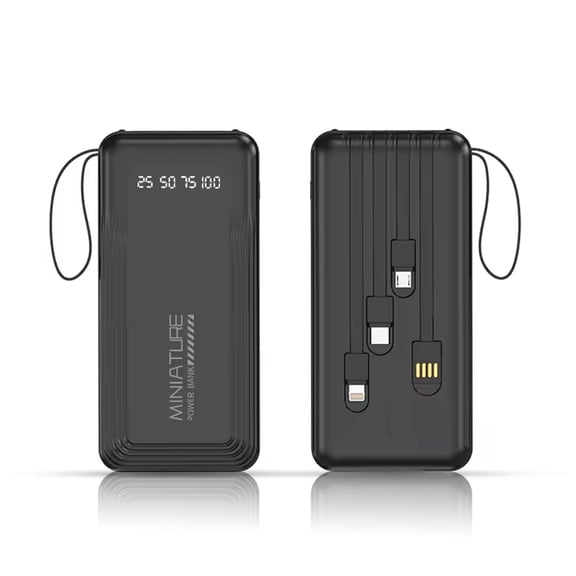 Power Bank Kimhi 20000 mAh Batería Portátil para Celular Carga Rápida con 4 Cables USB Pantalla LED y Linterna