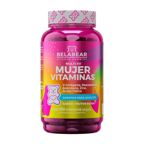 Suplemento alimenticio Belabear Multi XV Mujer Vitaminas frutos rojos 100 gomitas 2.8 g c/u