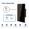 thumbnail image 1 of Interruptor Inteligente Wifi Aksi Negro 2 Apagadores 800W, Compatible con Alexa y Google Assistant, Incluye Capacitor, Funciona con y sin Neutro, 1 of 8