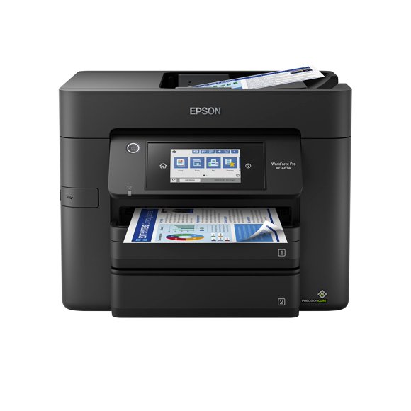 Epson Workforce Pro WF-4834 Impresora inalámbrica Todo en uno con impresión automática de 2 Caras, Copia, escaneo y fax, ADF de 50 páginas, Capacidad de Papel de 500 Hojas y visualización táctil a