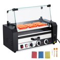 thumbnail image 1 of Yeshouse Máquina para hacer perritos calientes con 5 rodillos, capacidad para 12 salchichas, 1050 W, tapa de vidrio, control de temperatura dual, temporizador y bandeja extraíble, 1 of 7