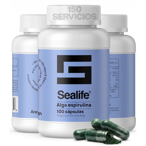 SEALIFE ALGA ESPIRULINA NATURAL 5 FRASCOS 100 CAPSULAS CADA UNO