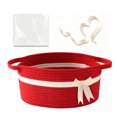 thumbnail image 2 of Cesta de regalo de cuerda de algodón con asas, contenedor de almacenamiento tejido con lazo y bolsa de regalo transparente para regalos navideños., 2 of 7