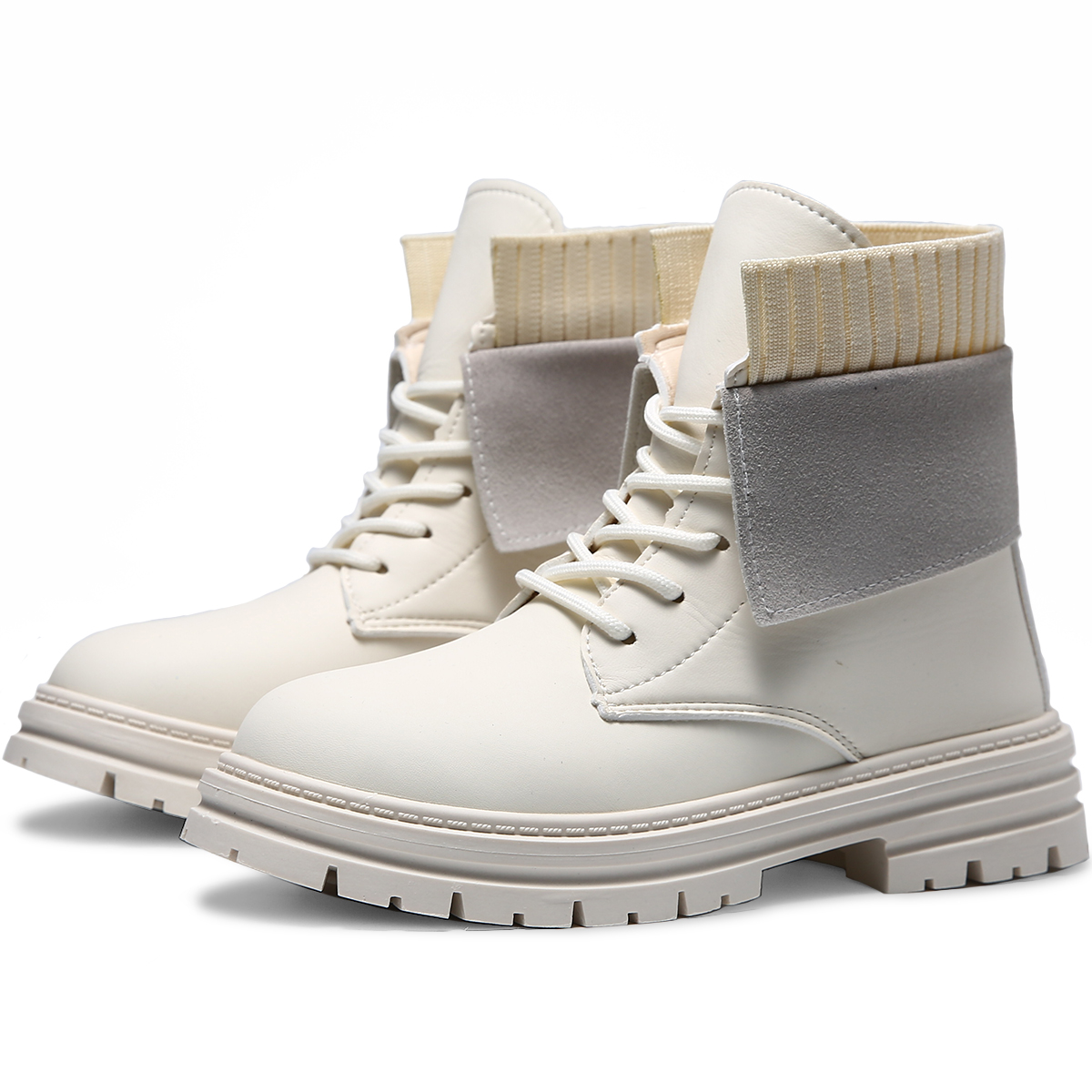 Botas Casuales para Mujer con Cordones Botin de Corte Medio Impermeable Tacon Bajo