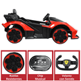 thumbnail image 4 of Montable Eléctrico para Niños Deportivo Lambo Luces Sonido Control Remoto Bluetooth Batería 12v - Rojo, 4 of 8