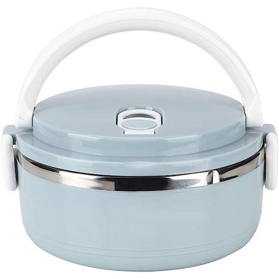 Zhuge térmica, pequeño recipiente para comida caliente, termo Bento portátil de acero inoxidable con hebillas de seguridad para niños y adultos, azul, 0,39 pulgadas