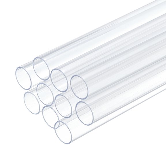 Uxcell Paquete de 10 Tubos Rígidos de Plástico Transparente 11mm ID x 12mm OD, Tubos Redondos de Policarbonato para Tubería de Agua de Acuario