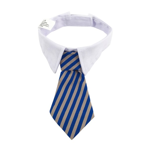 Mascotas, perros, gatos, corbatas con cuello blanco, corbata ajustable para cachorros, para accesorios de boda, tamaño L (rayas azules y grises)