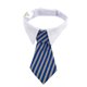 thumbnail image 1 of Mascotas, perros, gatos, corbatas con cuello blanco, corbata ajustable para cachorros, para accesorios de boda, tamaño L (rayas azules y grises), 1 of 5
