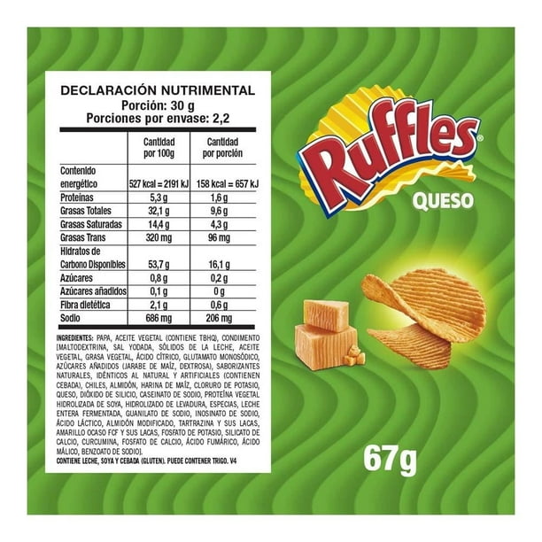 Imagen 2 de Papas fritas Ruffles sabor queso 67 g