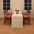 thumbnail image 4 of Yeshouse Taburede barra de altura conjunto de 2/4, silla de comedor de imitación de cuero con respaldo y cojín grueso para la isla de la cocina, barra de mostrador, 4 of 7