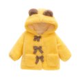 thumbnail image 1 of Abrigo De Invierno Para Niños Pequeños Chaquetas De Abrigo Para Niñas Bebé Color Sólido Felpa Lindo Oso Orejas Sudadera Con Capucha Abrigo Grueso Chaqueta Amarilla Odeerbi LM103-9132, 1 of 9