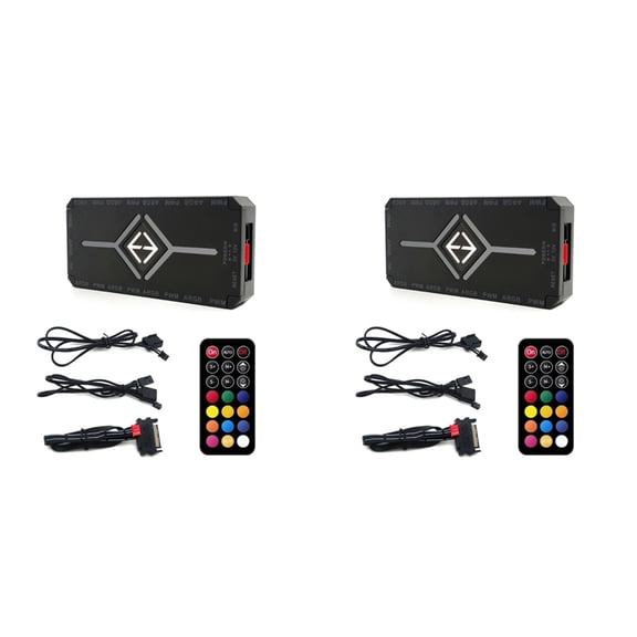 2X Controlador ARGB PWM Control Remoto Inalámbrico Hub de Ventilador Controlador PWM ARGB Adaptador de Concentrador Computadora PC Caja Caja Radiador