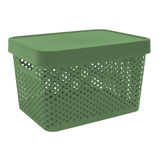 Caja con Tapa 17 Litros Plastic Trends Modelo Paris Color Verde