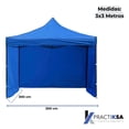 thumbnail image 4 of Carpa 3 x 3 Metros Toldo Lona Impermeable Plegable Para Jardin Color Azul Practiksa  Carpa con Pared, 4 of 5
