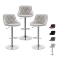 thumbnail image 1 of Set De 3 Bancos Altos Barra Cocina Bar Cuero Respaldo Giratorio 360° Acabado estructura Cromado Color Blanco Blick, 1 of 9