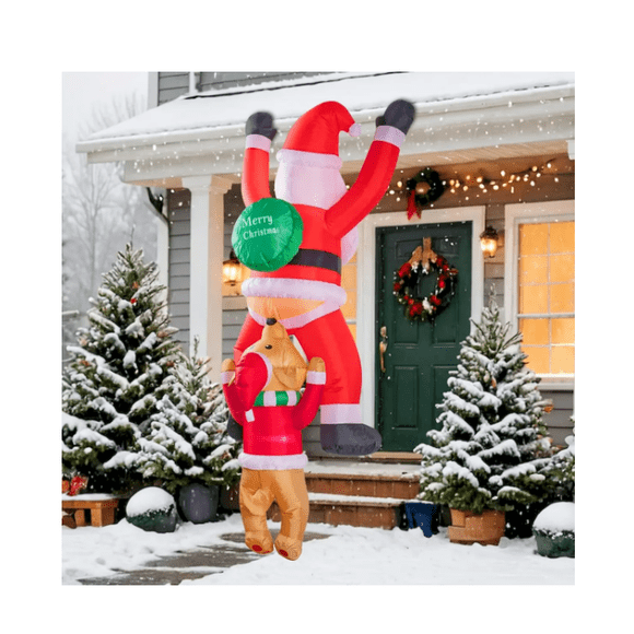 Inflable Navidad Decoración Papá Noel Y Perro Con Luz Led