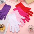 thumbnail image 4 of Zhuge Guantes cortos de satén para mujer, guantes para niños y adultos, guantes para bodas, fiestas, guantes hasta la muñeca, guantes para vestido, guantes de ópera, morado oscuro, 4 of 4