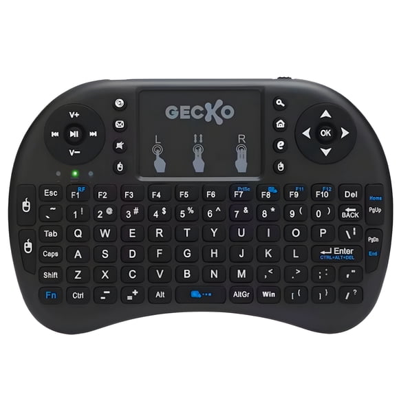 Teclado Inalámbrico Mini con Touchpad Gecko Electronics para Smart TV, TV Box, PC, Consolas USB Recargable Retroiluminado