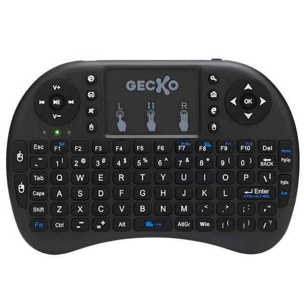 Teclado Inalámbrico Mini con Touchpad Gecko Electronics para Smart TV, TV Box, PC, Consolas USB Recargable Retroiluminado