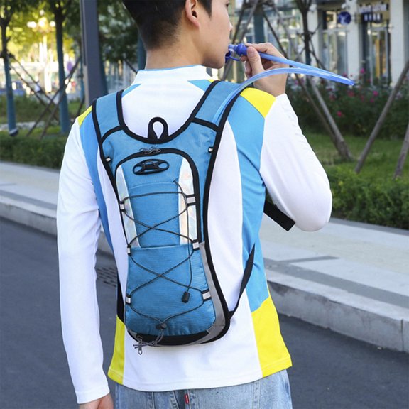 Mochila de Hidratación para Senderismo, Running y Ciclismo: Depósito de Agua de 2 Litros, Correas Ajustables, Detalles Reflectantes, Bolsillo de Malla y Diseño Ligero de Poliéster para Deportes Al Ai