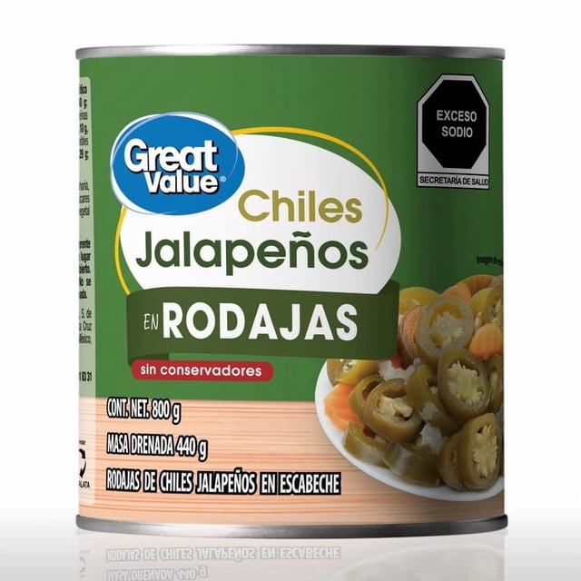 Chiles jalapeños Great Value en rodajas 800 g