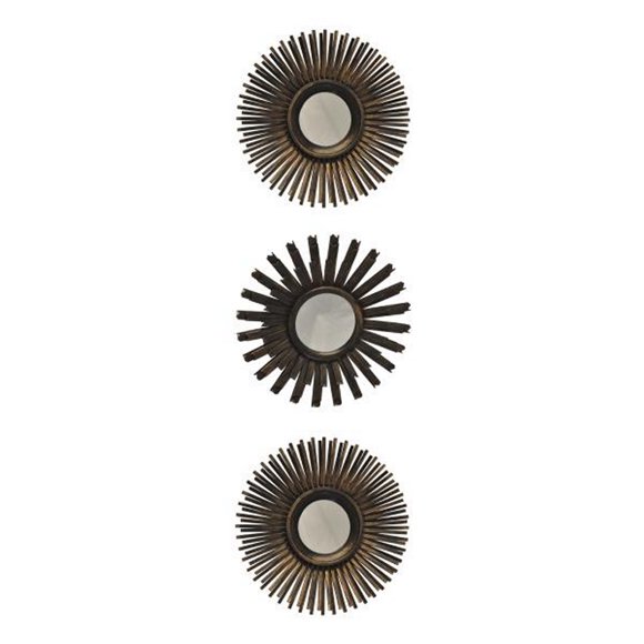 set espejos redondos de sol con marco bronceado 2.5 x 25 cm 3 piezas