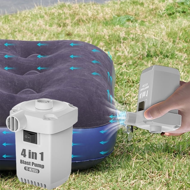 Bomba de aire eléctrica portátil, deflador de infladores con boquillas, compresor ligero con batería recargable, 15,2x9x7,5cm, para hinchables, colchones, barcos y equipo de camping