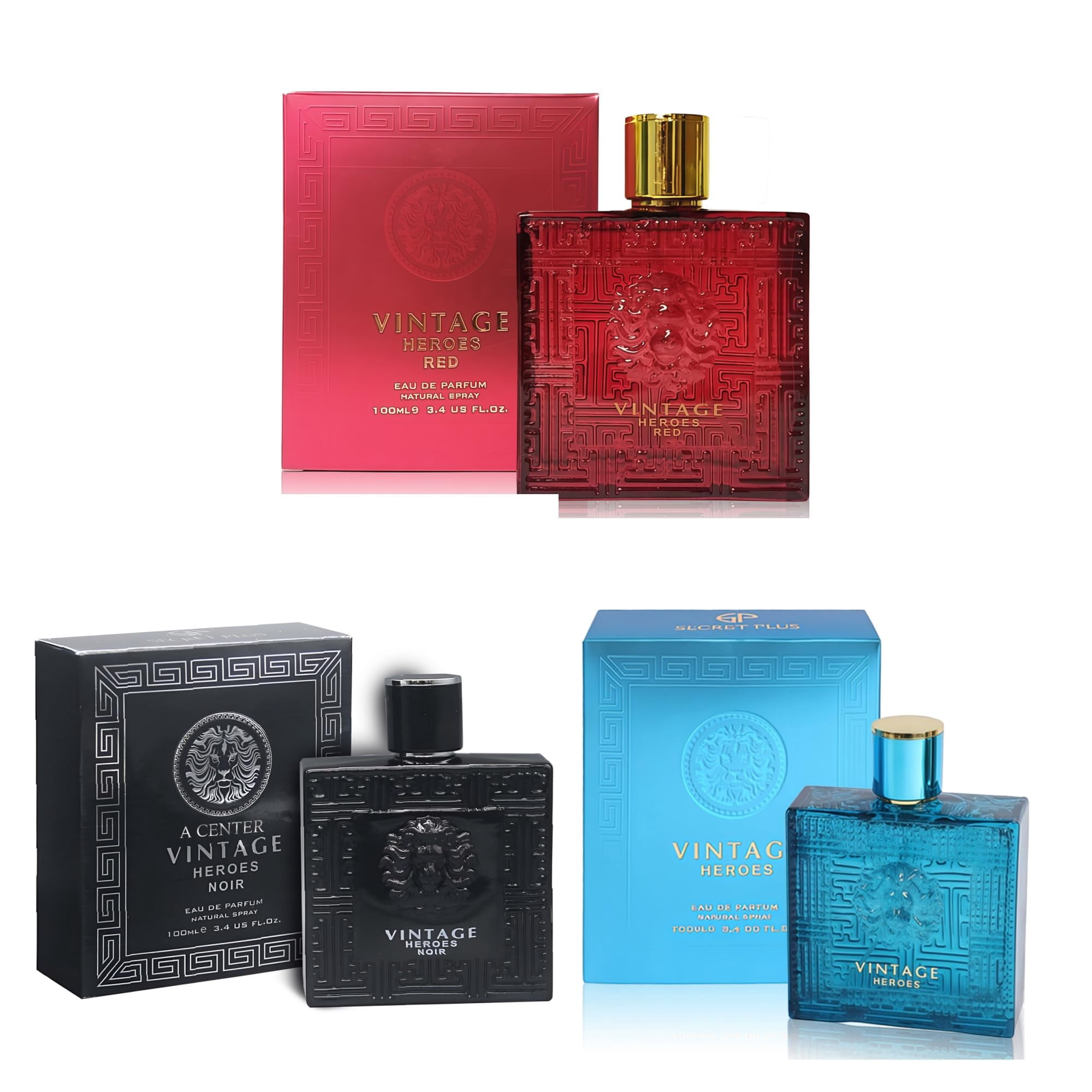 Set de perfume A CENTER Vintage Heroes Series para hombre 100 ml x3