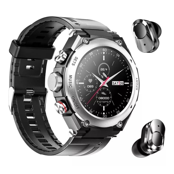 Reloj Smart Watch Fralugio T92 2 En 1 Tws Memoria 128mb Mp3 Plata Fralugio Sport