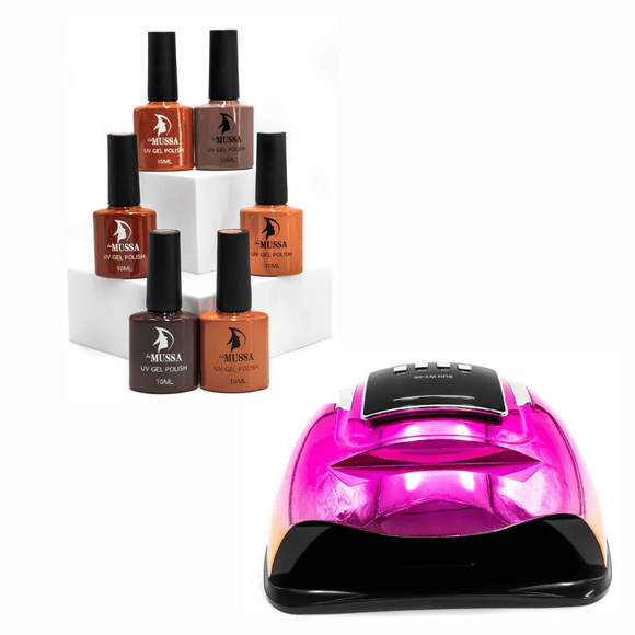 LÁMPARA DE UÑAS PORTÁTIL 168W + 6 COLORES GEL SEMIPERMANENTE 100ML UV/LED