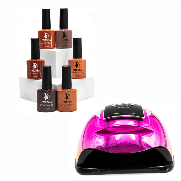 LÁMPARA DE UÑAS PORTÁTIL 168W + 6 COLORES GEL SEMIPERMANENTE 100ML UV/LED