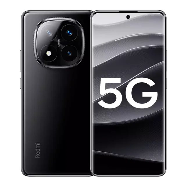 xiaomi redmi note 14 pro + 5g 8 gb negro 256 gb ram vista frontal y trasera centrada: pantalla curva AMOLED 6.67" 1.5K 120 Hz con texto 5G visible, carcasa negra con módulo circular de tres lentes y flash y logo Redmi en la parte trasera; especificado para fotografía con cámara principal de 200 MP y batería de 5110 mAh, vidrio Corning Gorilla Victus 2; también suele usarse para grabar tomas dinámicas y exportarlas como foto, video o GIF.