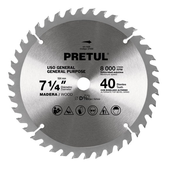 Disco Sierra P/madera7-1/4 40 Dientes C5/8 Pretul