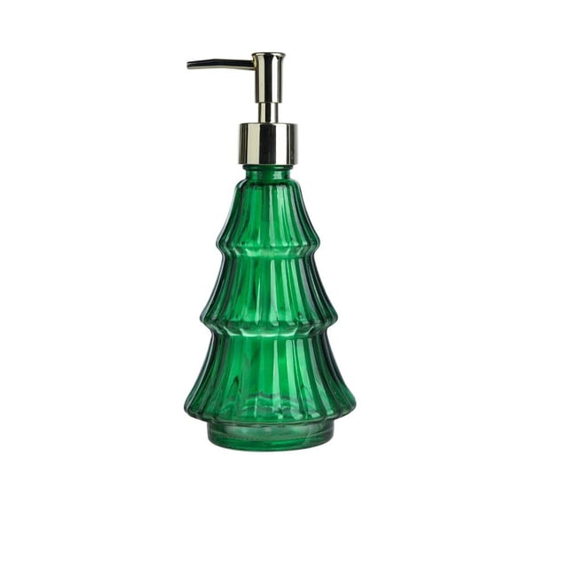 Dispensador de Jabón Prichos Vidrio con capacidad de 460ml, Navideño, 20.5 cm x 9.4 cm x 9.4 cm, Varios Modelos, 1 Pieza