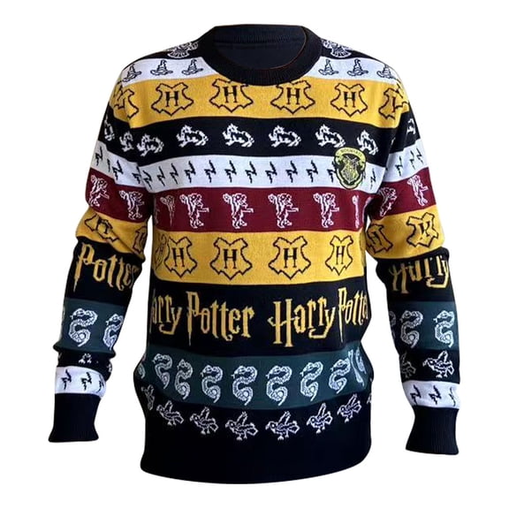 Suéter Harry Potter Para Hombre, Tipo Ugly Logos Casas Hogwarts Multicolor Talla M