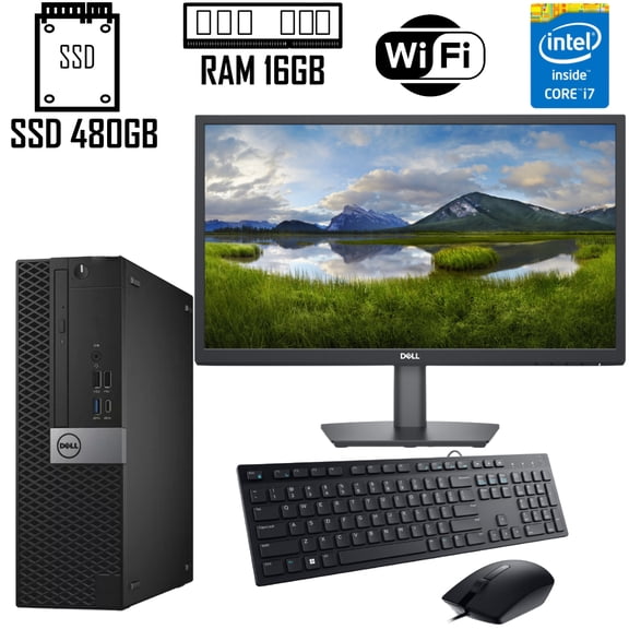 PC Desktop DELL Optiplex Intel Core i7 RAM 16GB SSD 480GB monitor 27"