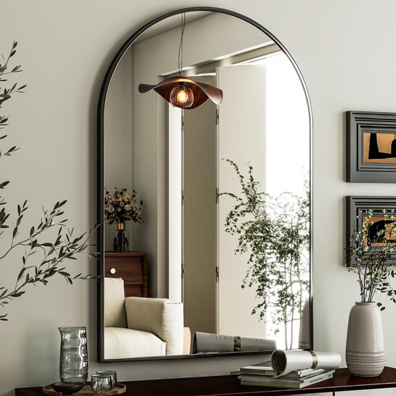 Espejo Pared Curvado 24x36 HARRITPURE Marco Negro Baño