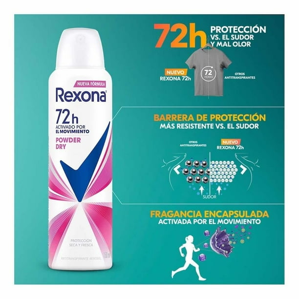 Imagen 3 de Antitranspirante Rexona powder dry en aerosol para dama 150 ml