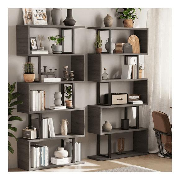 Simple Librero, Estructura En Forma De S Librero Minimalista Xtellar Gris Oscuro