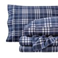 thumbnail image 1 of Juego de Sábanas de Lujo de Franela 100 % Algodón Bare Home Cuadros Stirling Azul/blanco Tamaño Twin-XL 3 Piezas Bolsillo Profundo, 1 of 7