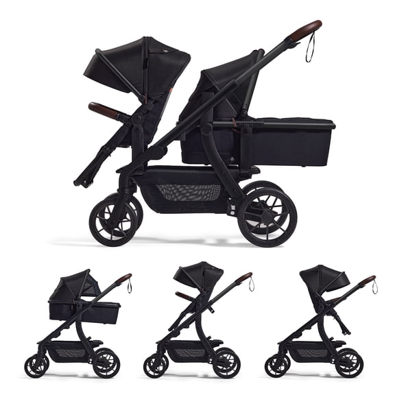 Momcozy Changego Carriola de Bebé Multifuncional, Cochecito Convertible de Individual a Doble y a Vagón con 23 Configuraciones, Negro