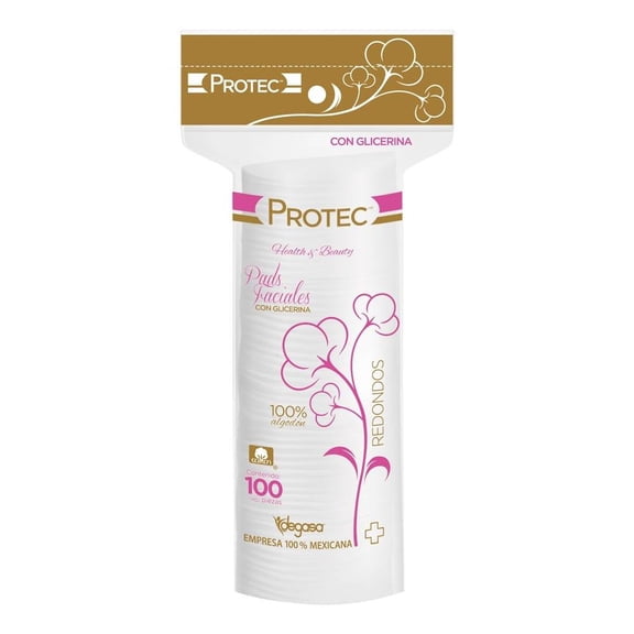 Pads de algodón Protec NA Redondos con glicerina 100 pzas