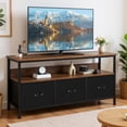 thumbnail image 1 of Yeshouse Soporte de TV con 3 cajones de tela, armario de TV de 55 pulgadas, soporte de TV de almacenamiento de sala de estar moderno, centro de entretenimiento con espacio abierto, 1 of 8
